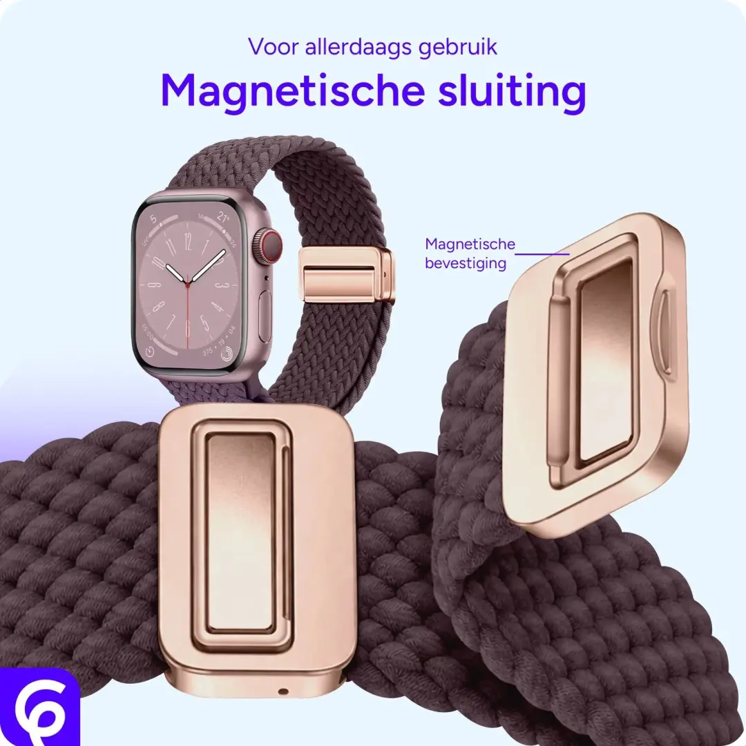 SBG Gevlochten Nylon Bandje Apple Watch - Smokey Purple - afbeelding 2 van 6