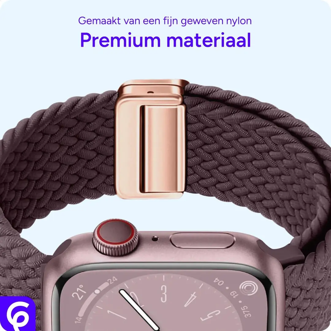 SBG Gevlochten Nylon Bandje Apple Watch - Smokey Purple - afbeelding 4 van 6