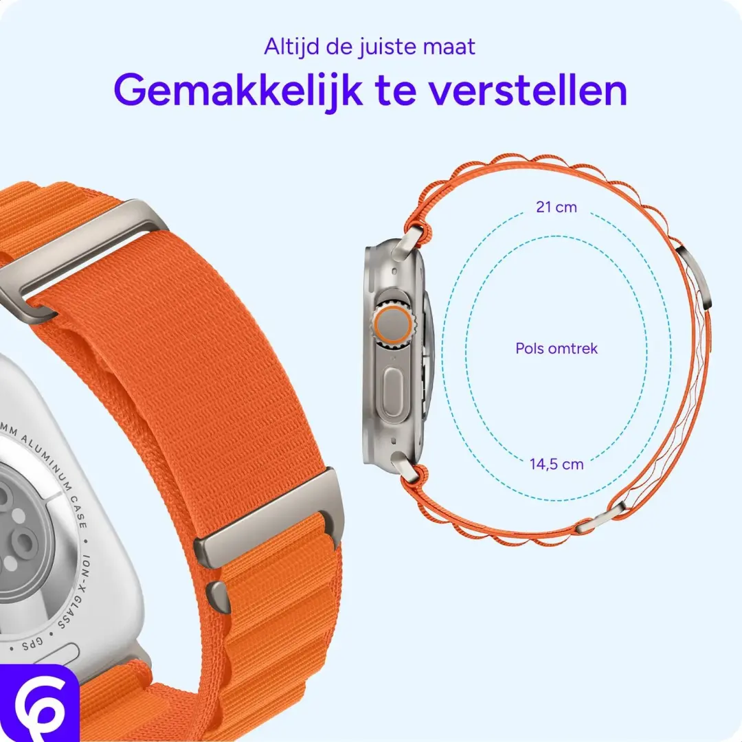 SBG Alpine Nylon Apple Watch Bandje 42-49mm - Oranje - afbeelding 5 van 6