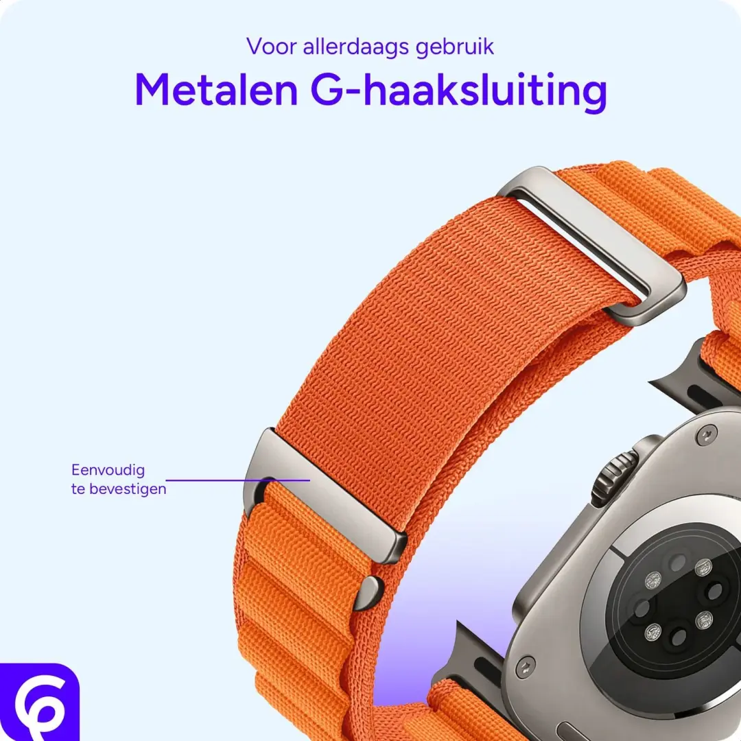 SBG Alpine Nylon Apple Watch Bandje 42-49mm - Oranje - afbeelding 2 van 6