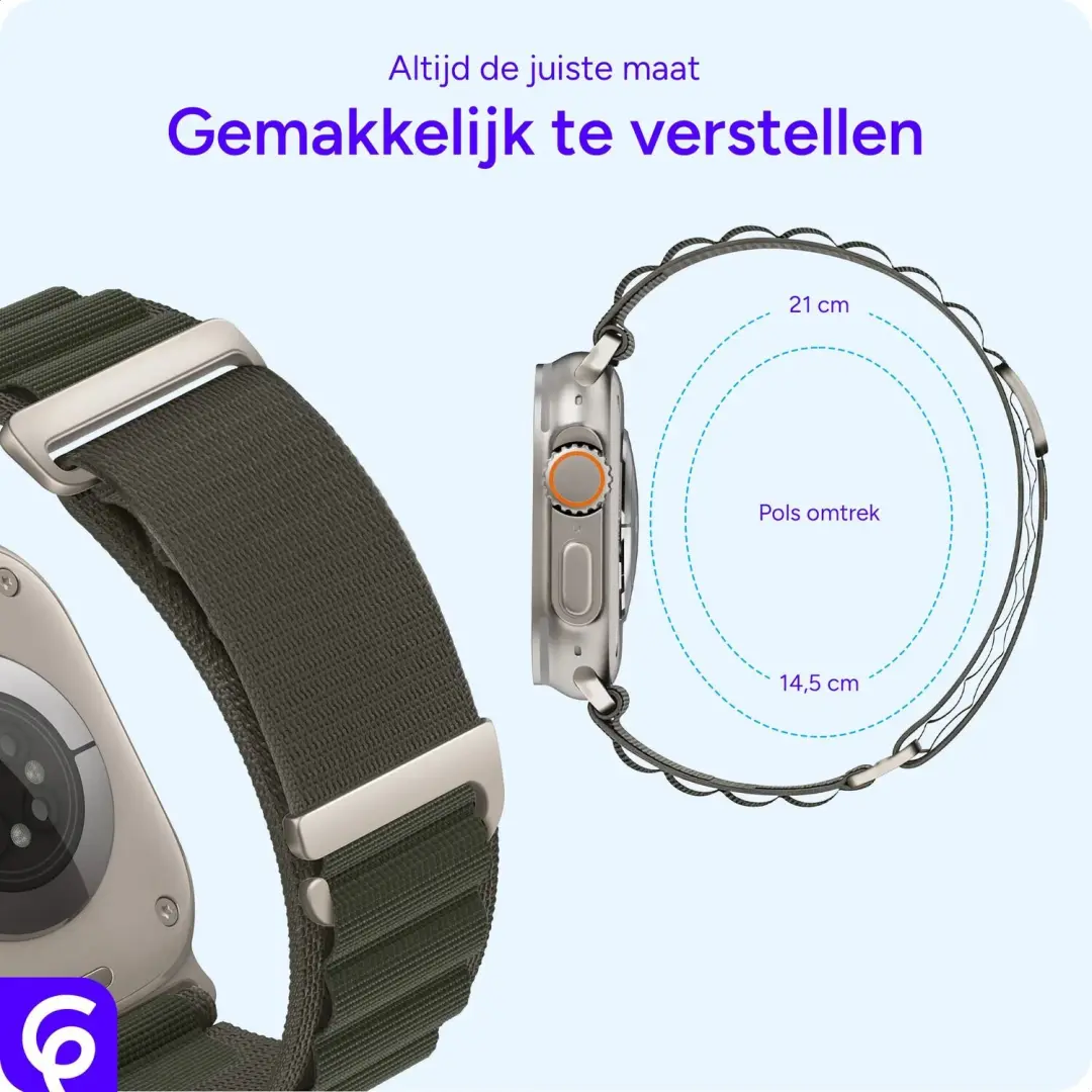 SBG Alpine Nylon Horlogebandje Apple Watch - Groen - afbeelding 5 van 6