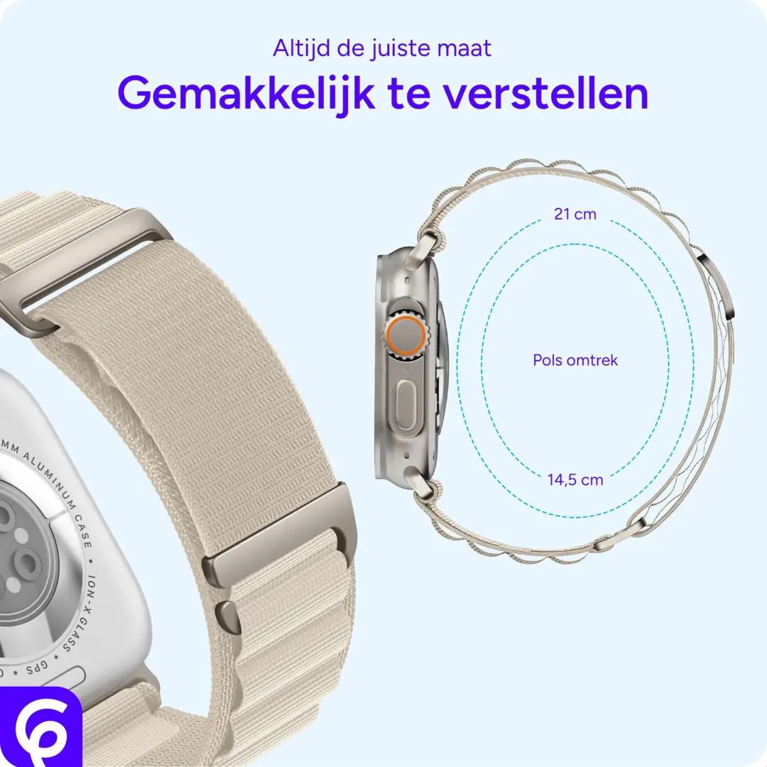 SBG Alpine Nylon Bandje Apple Watch - Sterrenlicht - afbeelding 4 van 6