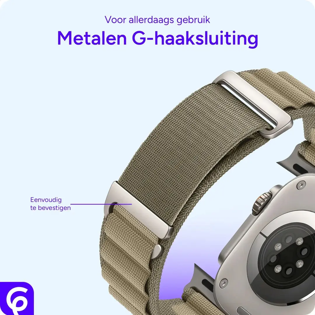 SBG Alpine Nylon Horlogebandje Apple Watch - Olijf Groen - afbeelding 2 van 6