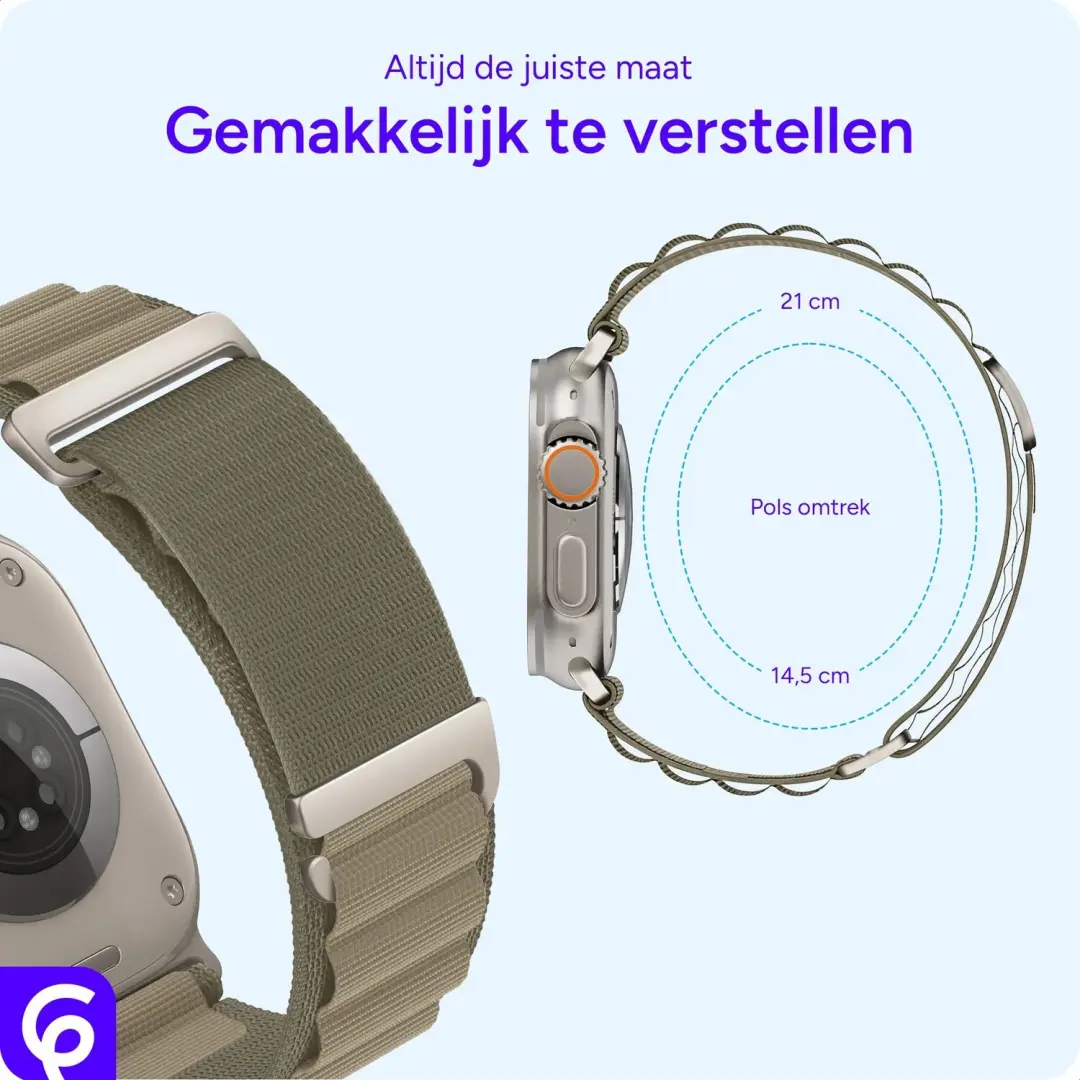 SBG Alpine Nylon Horlogebandje Apple Watch - Olijf Groen - afbeelding 5 van 6