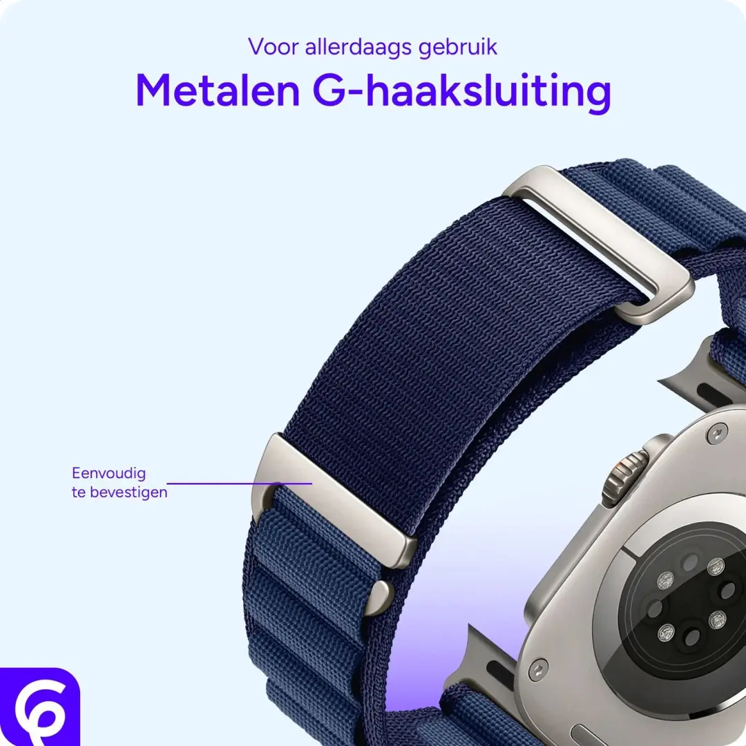 SBG Alpine Nylon Apple Watch Bandje - Navy - afbeelding 2 van 6