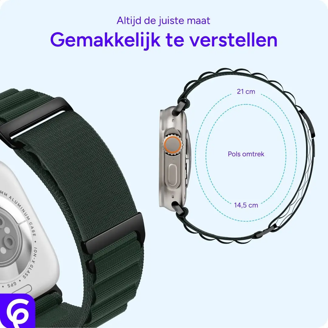 SBG Alpine Nylon Apple Watch Bandje - Donkergroen - afbeelding 5 van 6