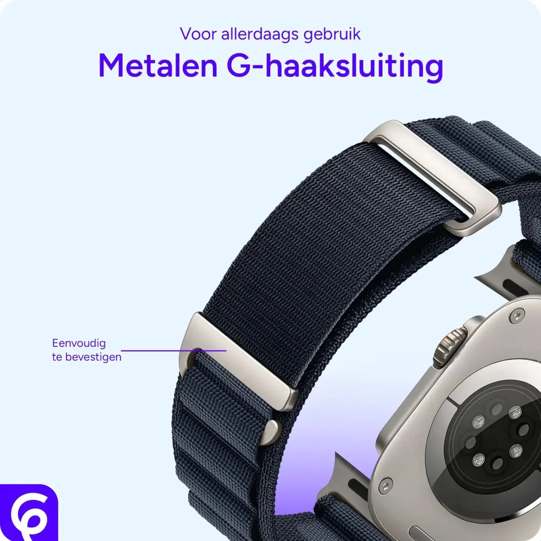 SBG Alpine Nylon Bandje Apple Watch - 49/46/45/44/42mm - Donkerblauw - afbeelding 2 van 6