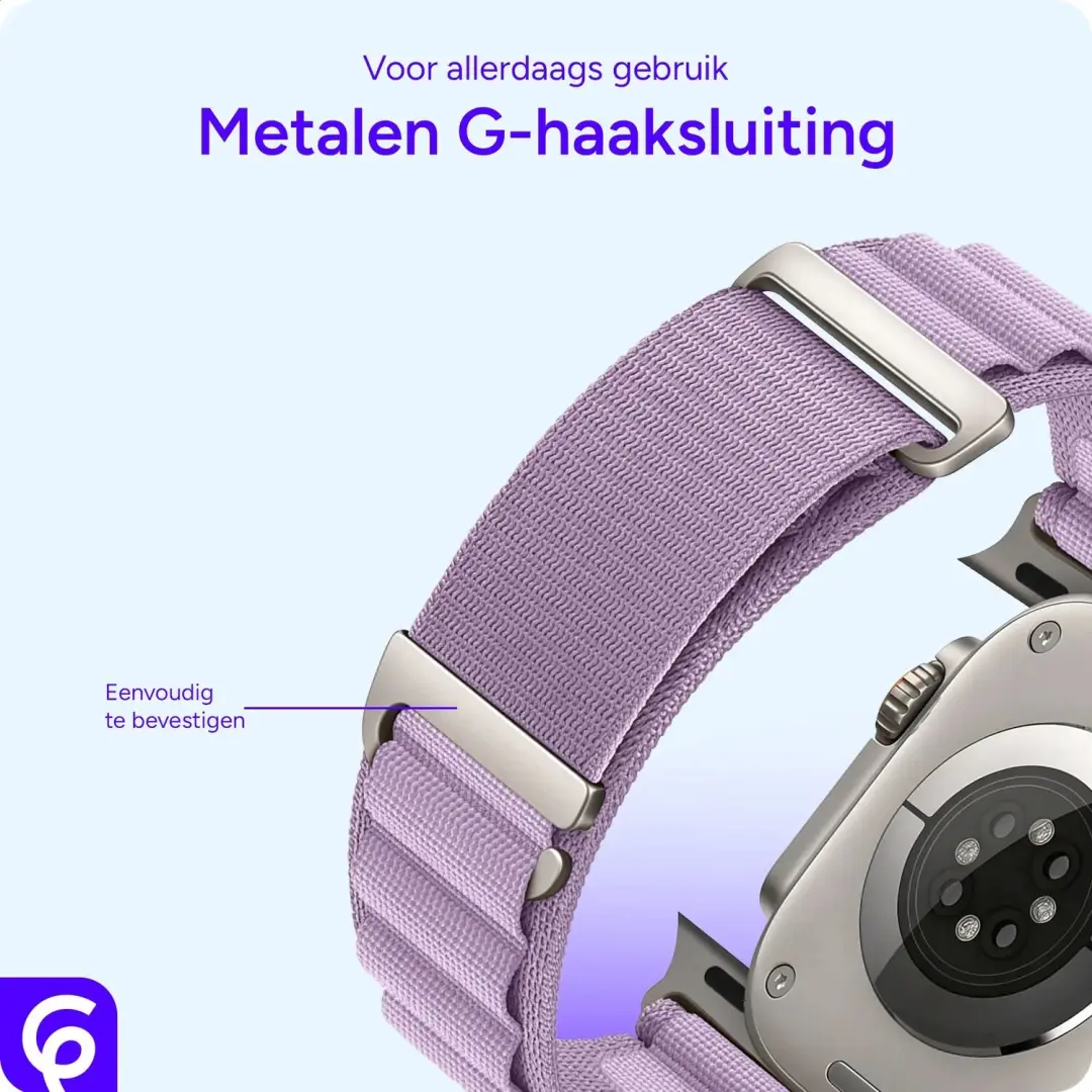 SBG Alpine Nylon Bandje Apple Watch - 49/46/45/44/42mm - Lavender Purple - afbeelding 2 van 6