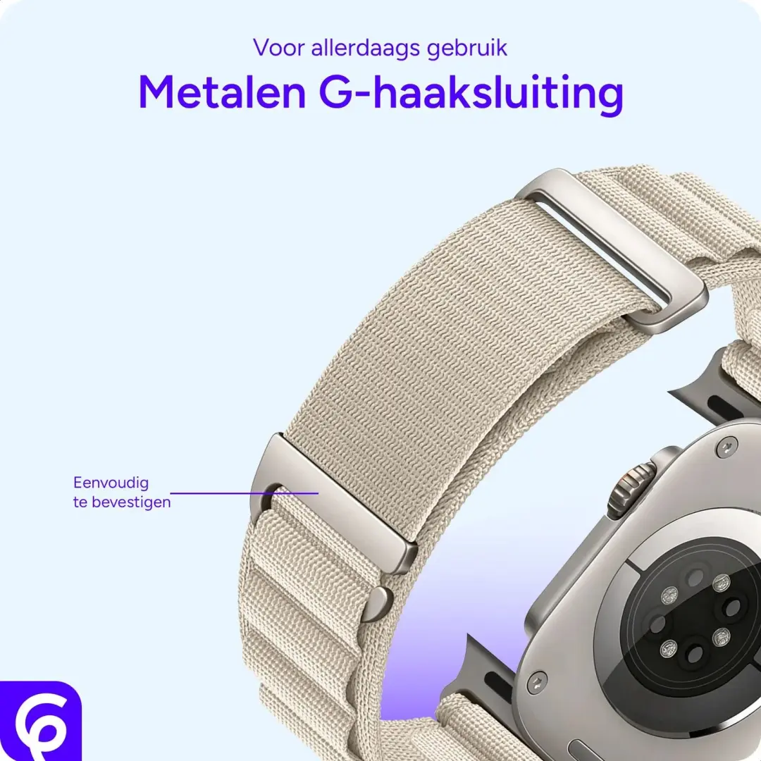 SBG Alpine Nylon Apple Watch Bandje - 38/40/41/42mm - Sterrenlicht - afbeelding 2 van 6