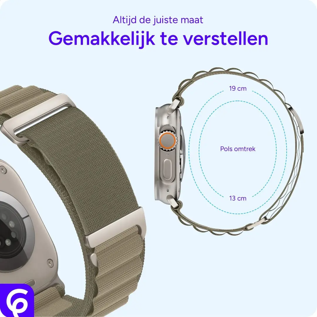 SBG Alpine Nylon Bandje Apple Watch - 38/40/41/42mm - Olijf Groen - afbeelding 5 van 6