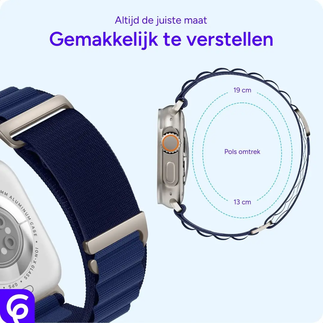 SBG Alpine Nylon Bandje Apple Watch - 38/40/41/42mm - Navy - afbeelding 5 van 6