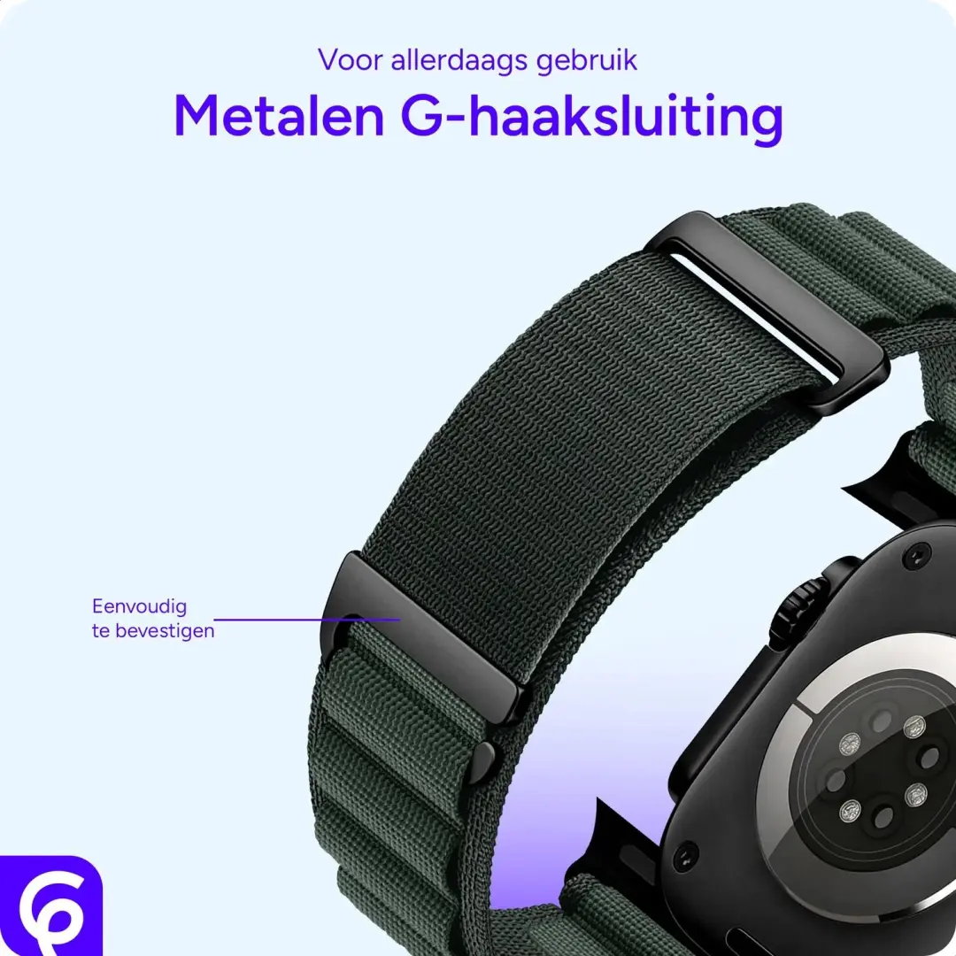 SBG Alpine Nylon Apple Watch Bandje - Donkergroen - afbeelding 2 van 6