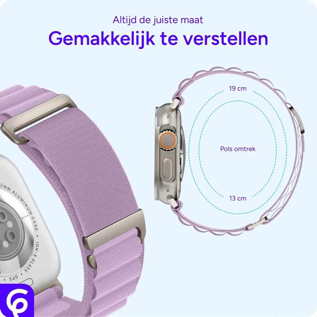 SBG Alpine Nylon Bandje Apple Watch - Lavender Purple - afbeelding 5 van 6