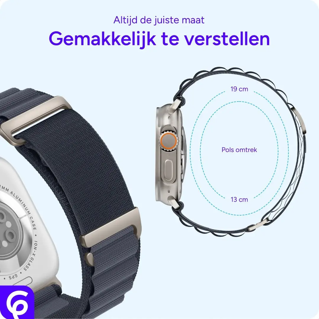 SBG Alpine Nylon Bandje Apple Watch - 38/40/41/42mm - Grijs - afbeelding 5 van 6