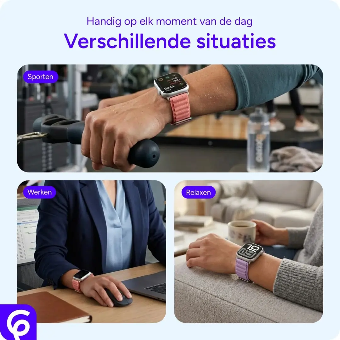 SBG Alpine Nylon Bandje Apple Watch - 38/40/41/42mm - Beige - afbeelding 6 van 6