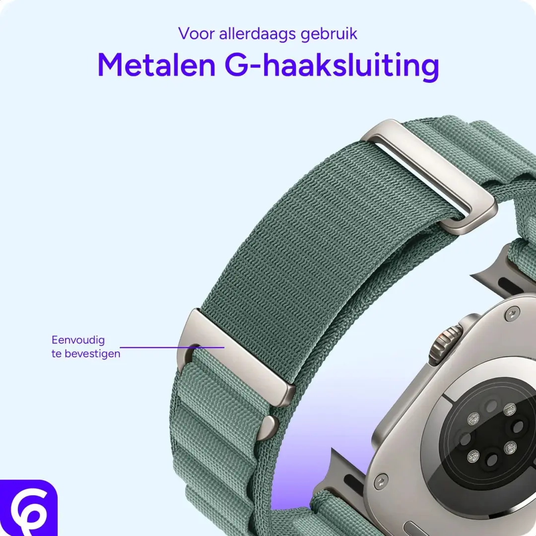 SBG Alpine Nylon Bandje Apple Watch 38/40/41/42mm - Lichtgroen - afbeelding 2 van 6