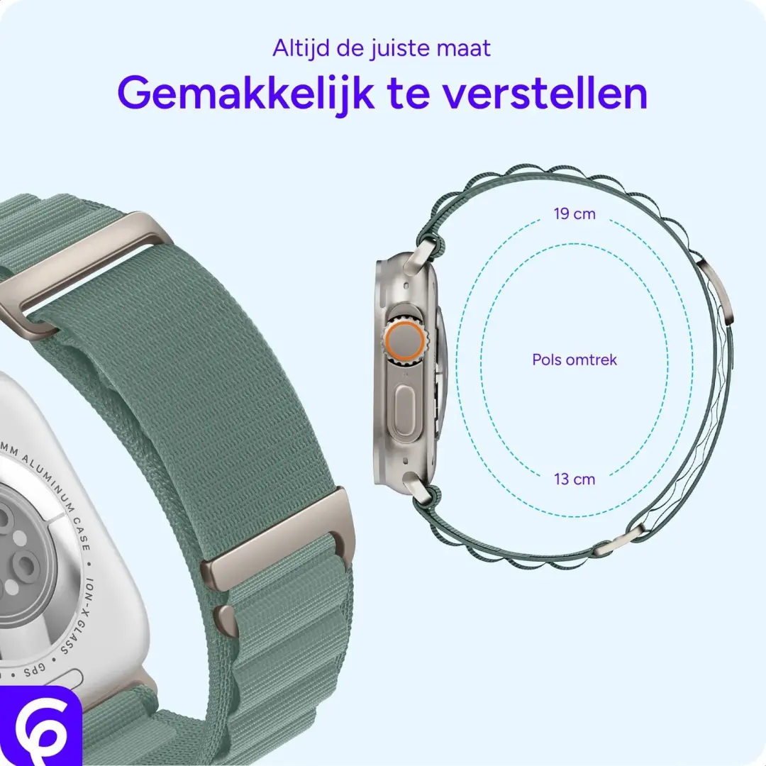 SBG Alpine Nylon Bandje Apple Watch 38/40/41/42mm - Lichtgroen - afbeelding 5 van 6