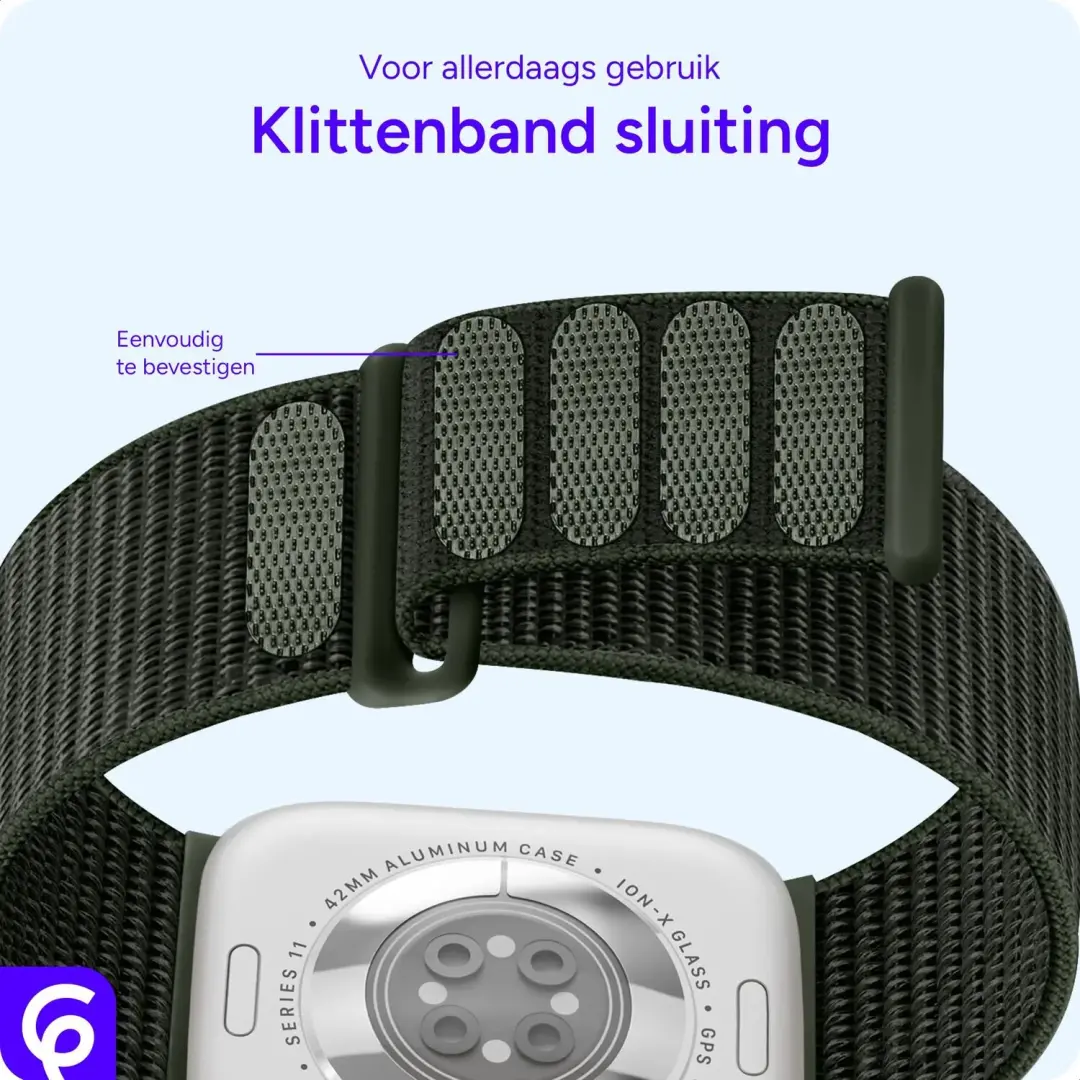 SBG Nylon Loop Apple Watch Bandje - Leger Groen - afbeelding 2 van 6