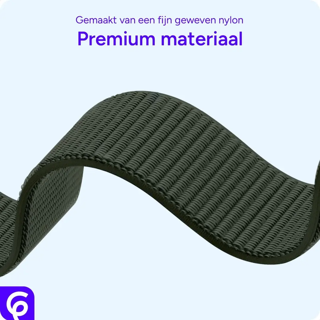 SBG Nylon Loop Apple Watch Bandje - Leger Groen - afbeelding 5 van 6