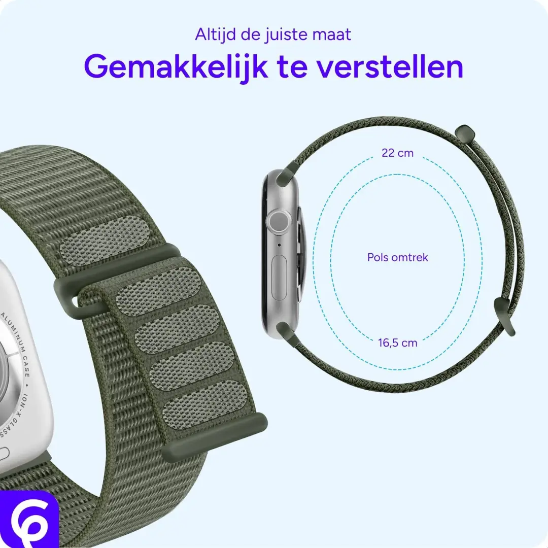 SBG Nylon Loop Bandje Apple Watch - Groen - afbeelding 4 van 6