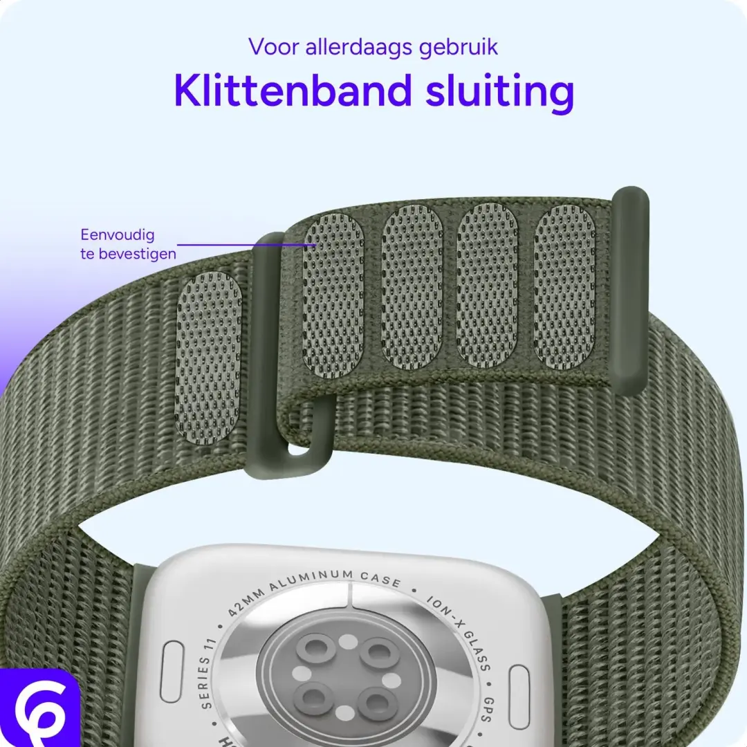 SBG Nylon Loop Bandje Apple Watch - Groen - afbeelding 2 van 6