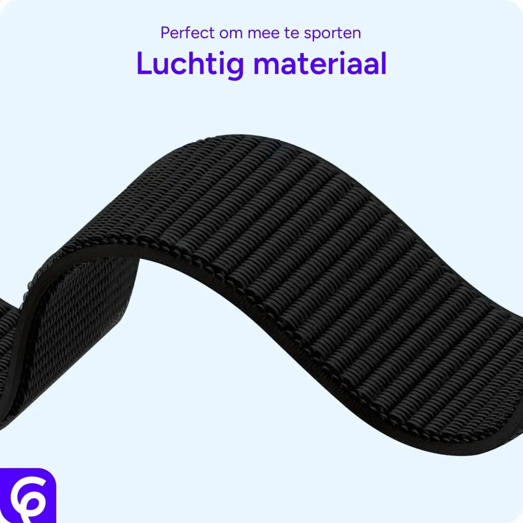 SBG Nylon Loop Bandje Apple Watch - 38/40/41/42mm - Zwart - afbeelding 4 van 6