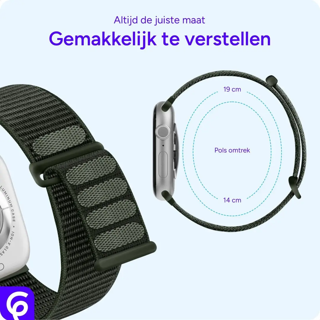 SBG Nylon Loop Apple Watch Bandje 38/40/41/42mm - Groen - afbeelding 4 van 6