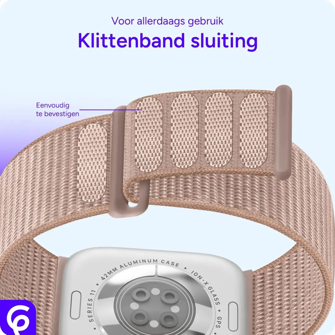 SBG Nylon Loop Bandje Apple Watch 38/40/41/42mm - Roze - afbeelding 2 van 6