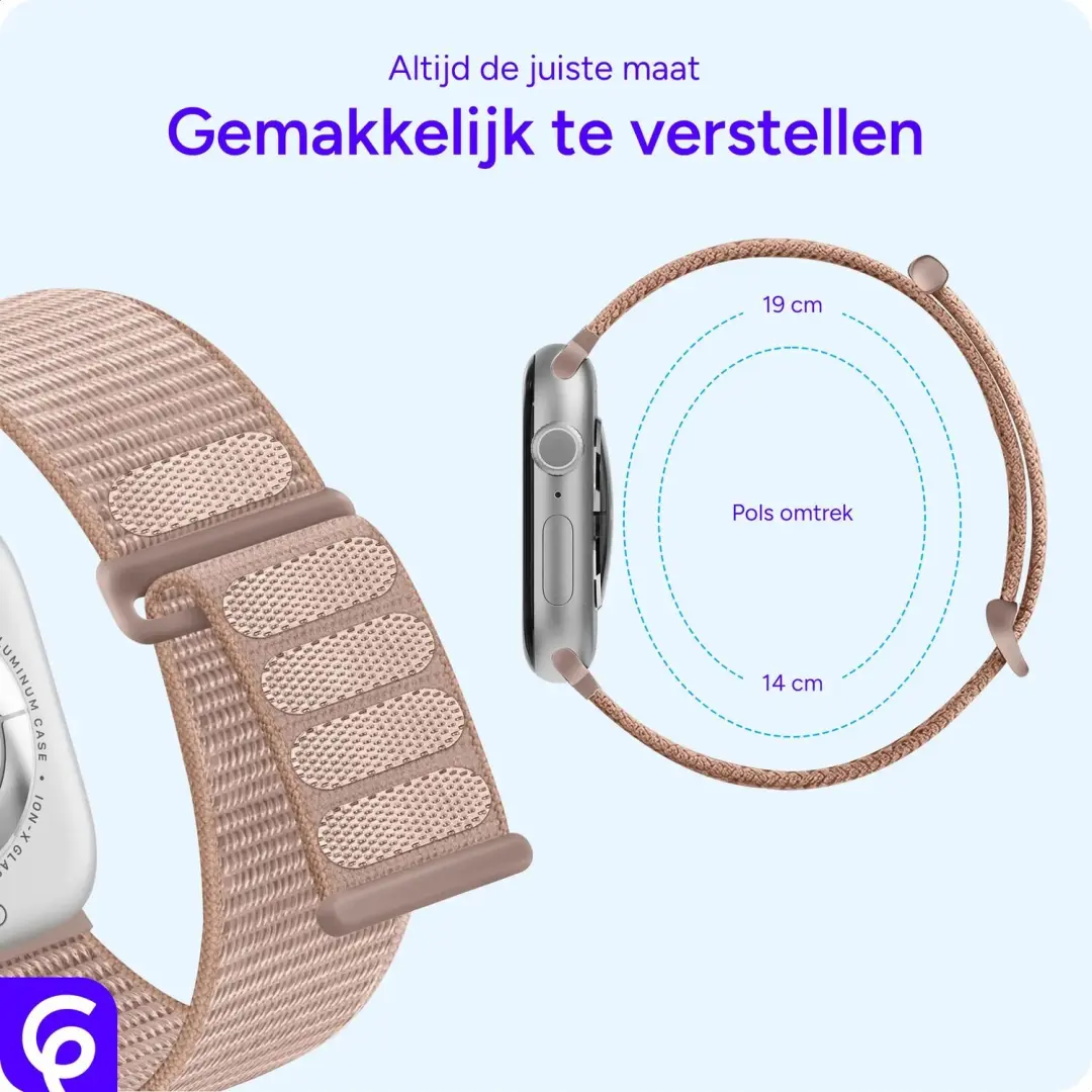 SBG Nylon Loop Bandje Apple Watch 38/40/41/42mm - Roze - afbeelding 4 van 6