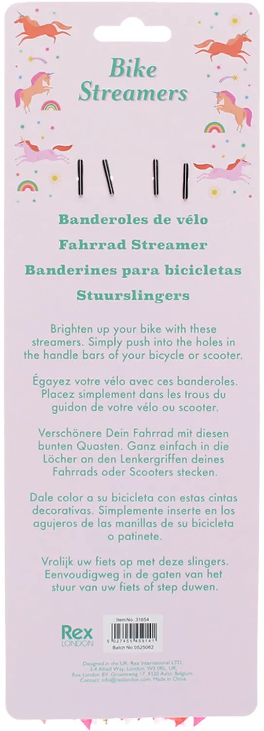 Rex London Unicorn Fietsstuurbanners - Roze - afbeelding 2 van 2