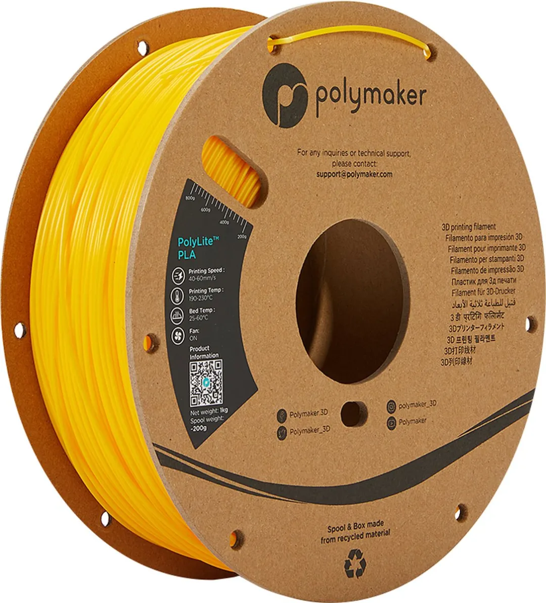 Polymaker PolyLite PLA Filament 1.75mm - 1000g - Geel