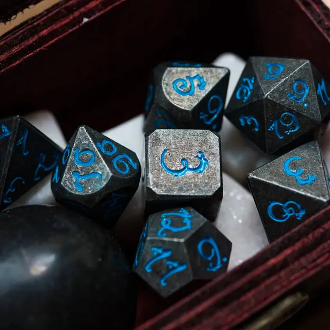 Lapi Toys DnD Stormsteel Polydice Set - 7 Stuks - Metaal - Grijs/Blauw