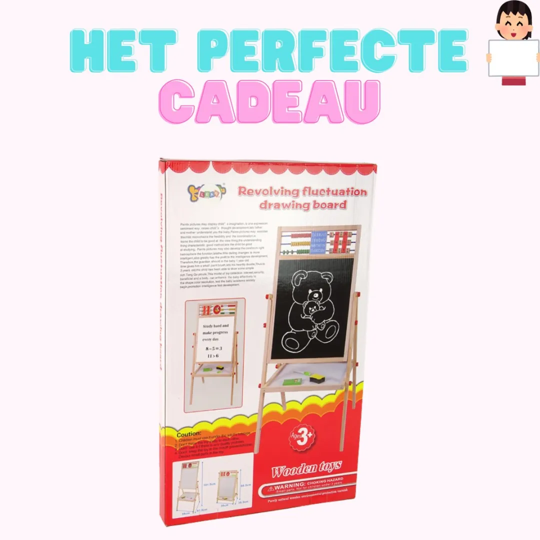 LEAN Toys Houten Educatief Bord 2-in-1 - Magnetisch Whiteboard & Krijtbord