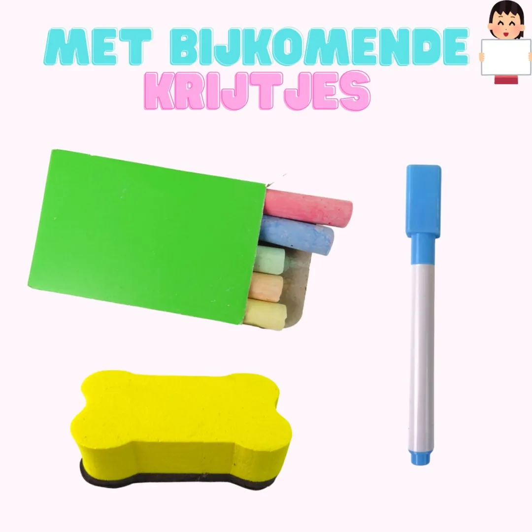 LEAN Toys Houten Educatief Bord 2-in-1 - Magnetisch Whiteboard & Krijtbord