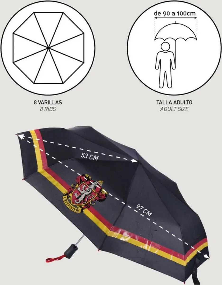 Harry Potter Gryffindor Paraplu - Kleurveranderend - 53cm - afbeelding 3 van 6