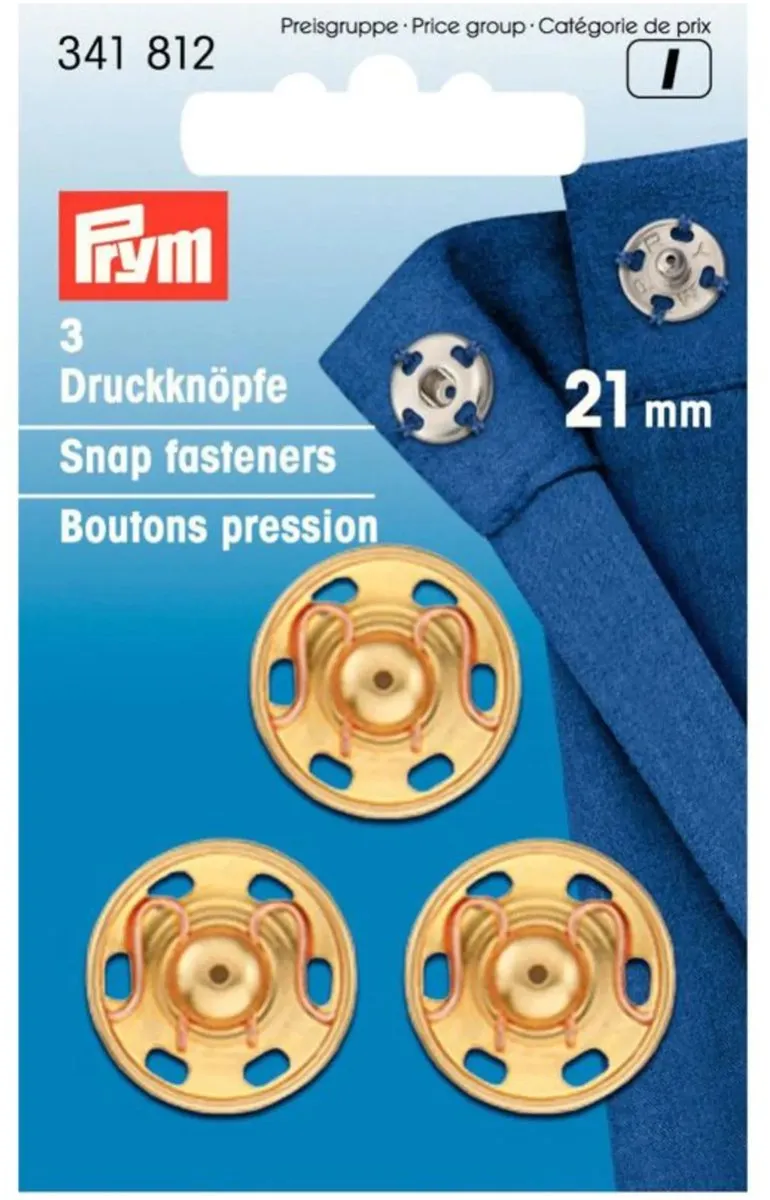 Prym Aannaaidrukknopen 21mm - 3 Stuks - Gouddoor - afbeelding 6 van 6