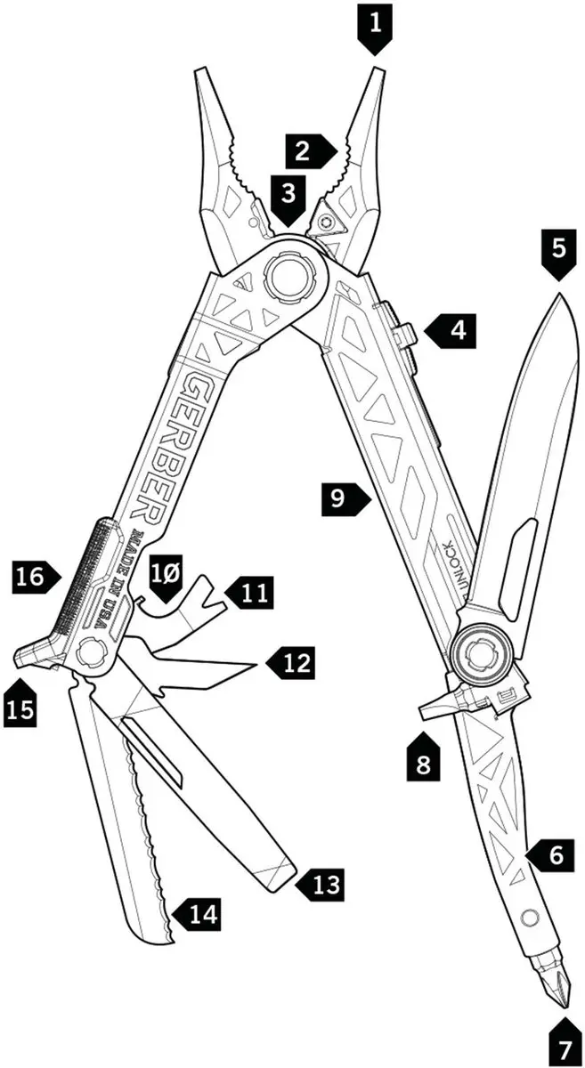 Gerber Center-Drive Multitool - 16 Functies - Zilver - afbeelding 4 van 6