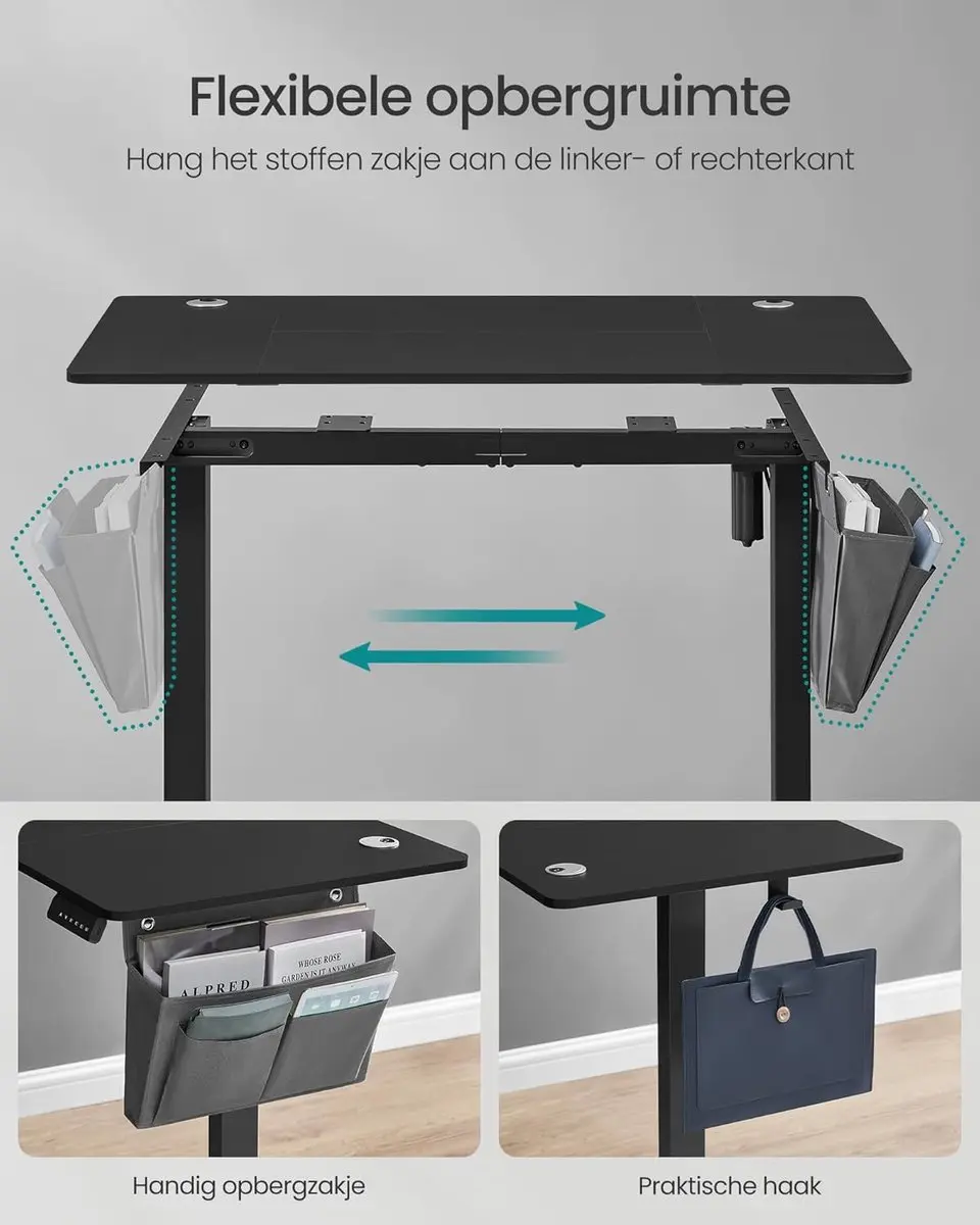 Songmics LSD134B01 Elektrisch Bureau - 140x60cm - Zwart - afbeelding 3 van 6