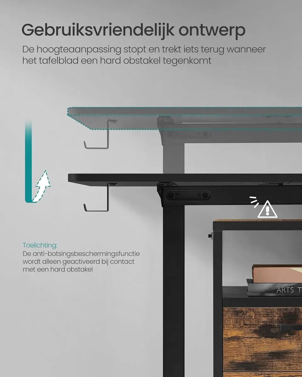 Songmics LSD134B01 Elektrisch Bureau - 140x60cm - Zwart - afbeelding 6 van 6