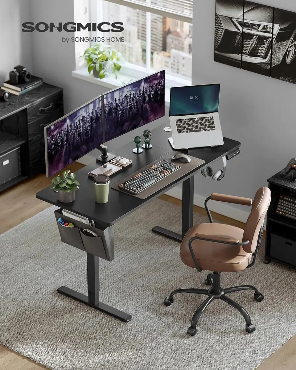 Songmics LSD134B01 Elektrisch Bureau - 140x60cm - Zwart - afbeelding 5 van 6