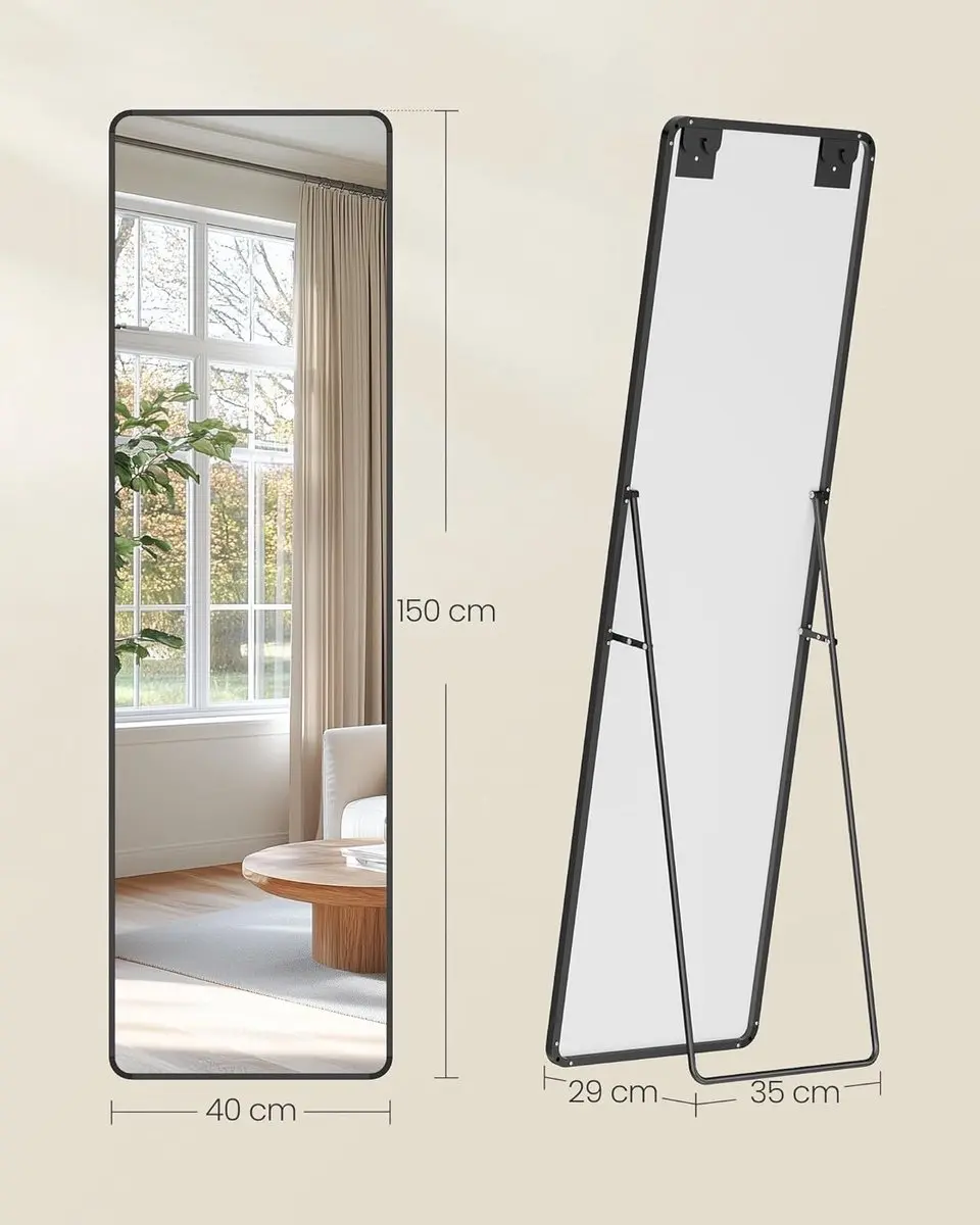 Songmics LFM034B01 Staande Passpiegel - 150x40cm - Inktzwart - afbeelding 6 van 6