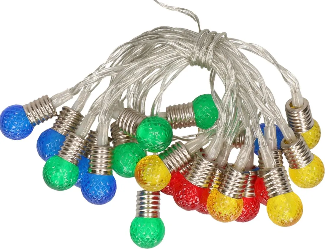 Lumineo Feestverlichting Gekleurde Bolletjes 190cm - 20 Stuks - Multicolor