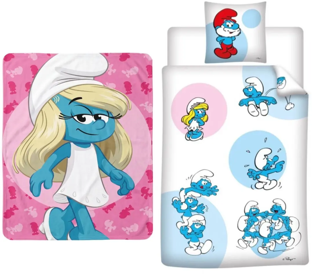 De Smurfen Eenpersoons Slaapkamerset - Blauw - afbeelding 2 van 6
