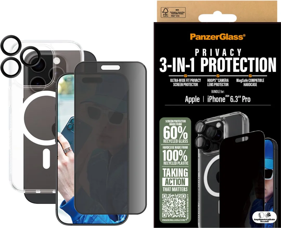 PanzerGlass iPhone 16 Pro 3-in-1 Beschermset - Doorzichtig