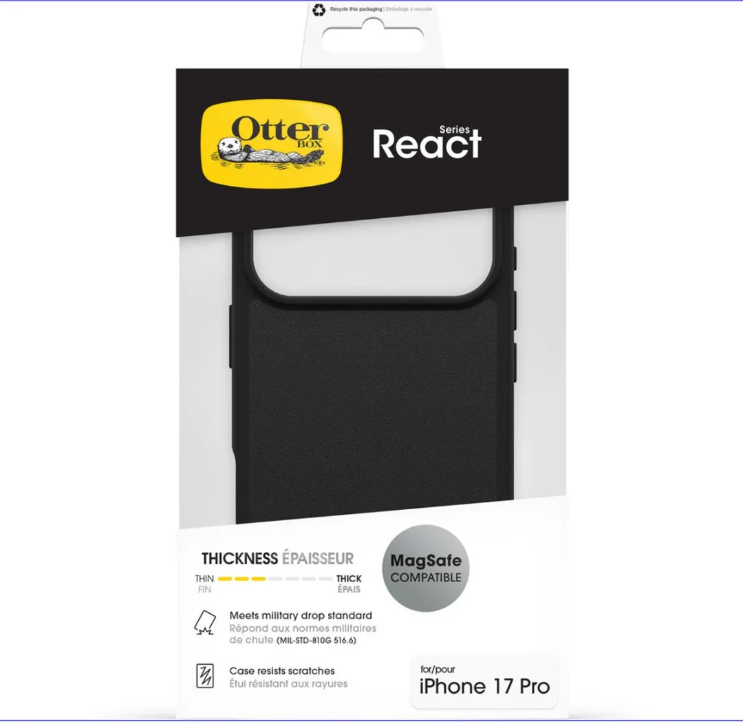 OtterBox React 77-99293 MagSafe Hoesje - iPhone 17 Pro - Zwart