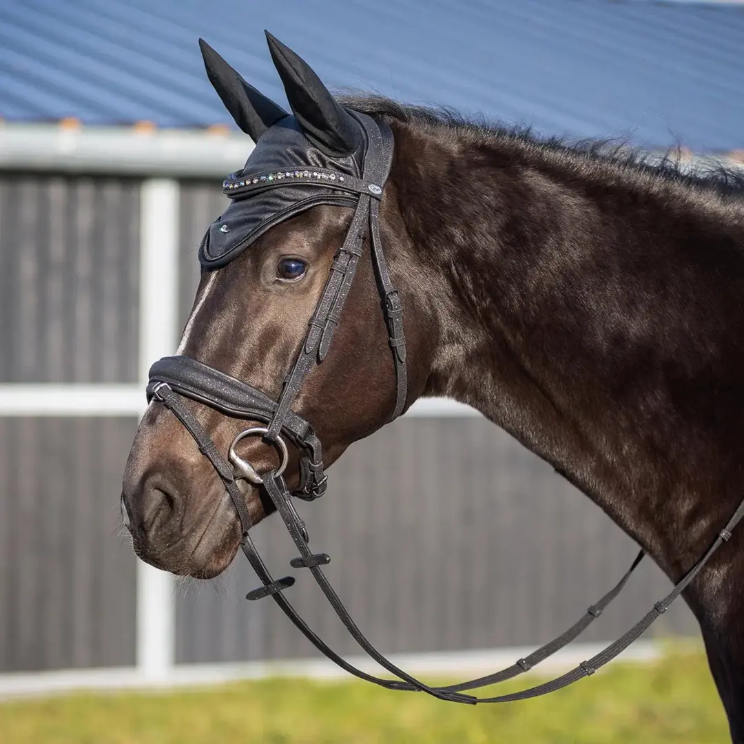 QHP Anatomische Ruiterriem Glitter - Pony - Zwart - afbeelding 4 van 4