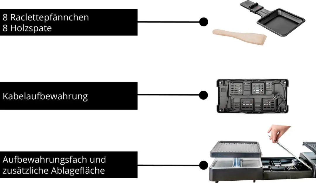 Unold 48755 Raclette 8 Personen 1300W - Zwart - afbeelding 6 van 6