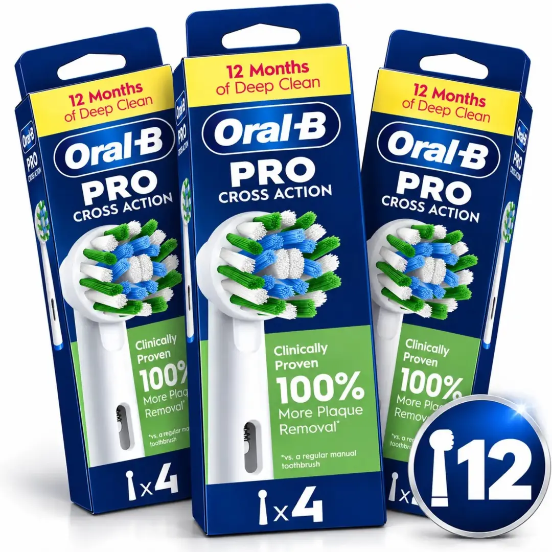 3x Oral-B Opzetborstels CrossAction Wit 4 stuks