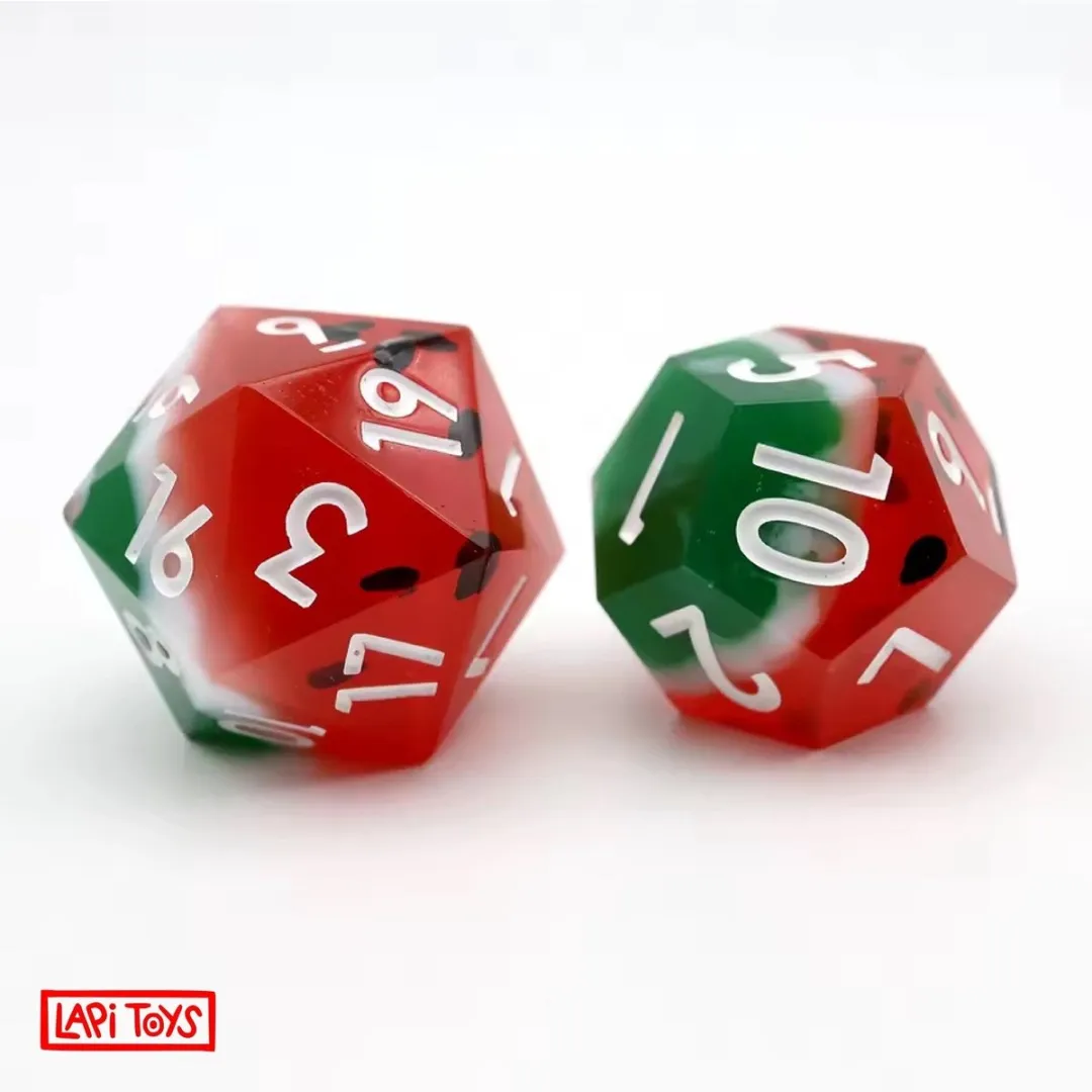 Lapi Toys DnD Dobbelstenen Set - 7-delig - Resin - Rood/Groen/Wit