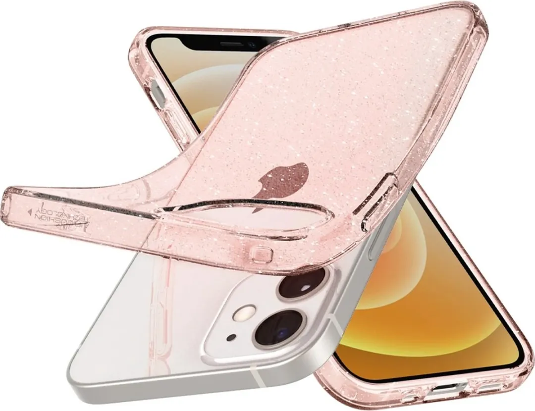 Spigen Liquid Crystal iPhone 12 Mini Hoesje - Roze Glitter